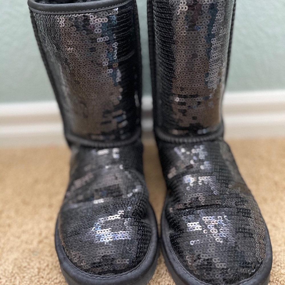Black Sequined Ugg Boots - image 1